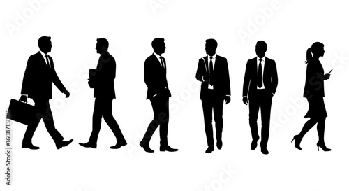 Four Businessmen Walking Silhouette