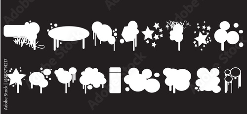 Graffiti Style Speech Bubble SVG Icons, Dripping Spray Paint Text Frames and Urban Pop Art Comic Design Vector Silhouette Pack