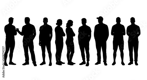 Silhouette of People Standing in Line