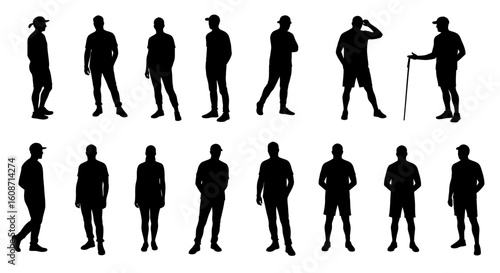 Diverse People Silhouettes in Various Poses