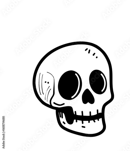skull cute doodle hand drawn black and white
