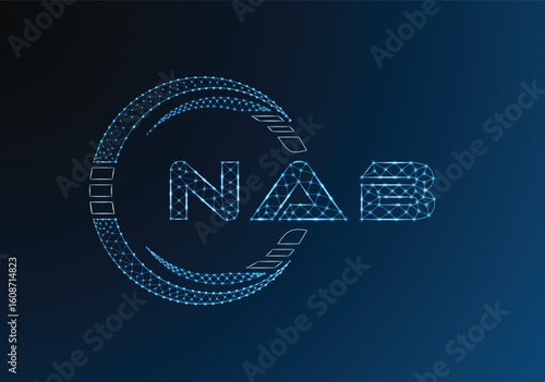 NAB low poly letter logo vector design. NAB lower poly logo design. Low poly logo.