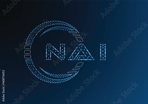 NAI low poly letter logo vector design. NAI lower poly logo design. Low poly logo.
