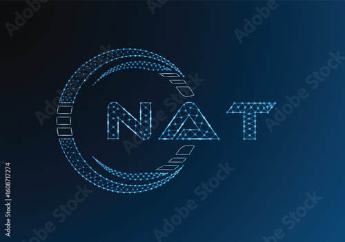 NAT low poly letter logo vector design. NAT lower poly logo design. Low poly logo.