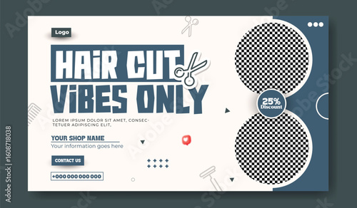 Hair Cut Vibes Only Barber Shop Social Media Template