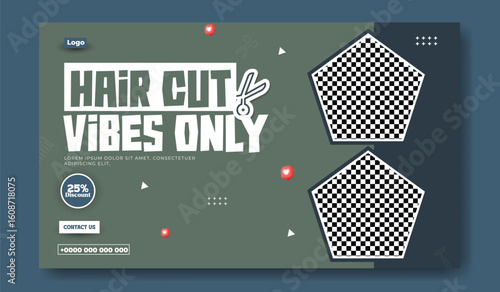Trendy Hair Cut Vibes Only Salon Promotion Template Design