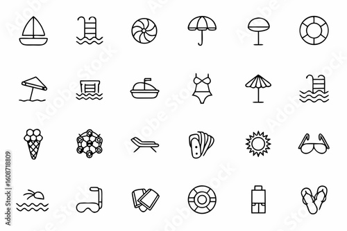  A joyful line art bundle capturing the excitement of water park adventures — from thrilling rides to relaxing pools. Perfect for family-friendly branding, posters, and travel apps.