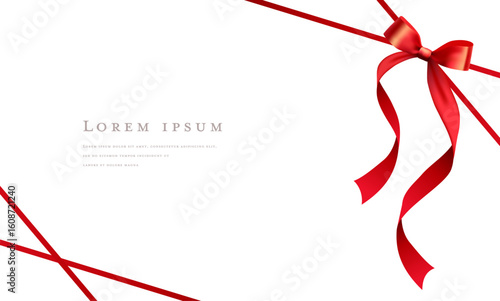 Elegant Red Ribbon Frame with Bow - Decorative Border Design
