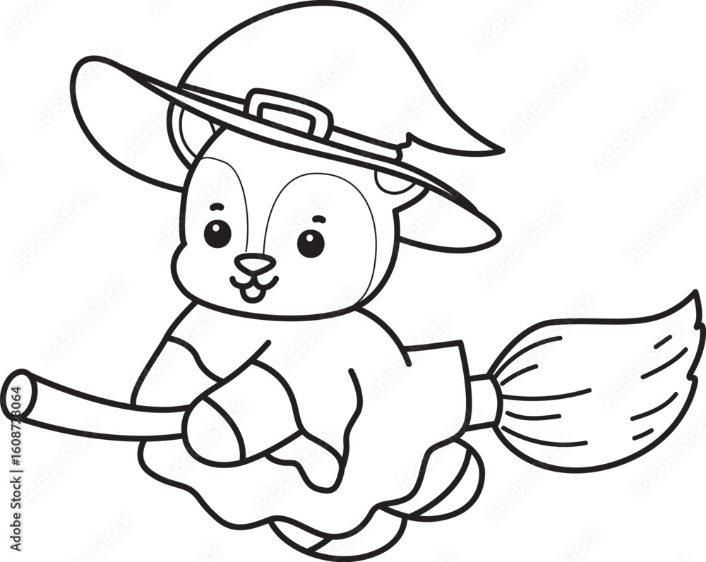 Fototapeta premium Cute Deer icon. Funny baby Deer animal series stock illustration. Life of fluffy Deer designs. Coloring pages of cute deer icon. 