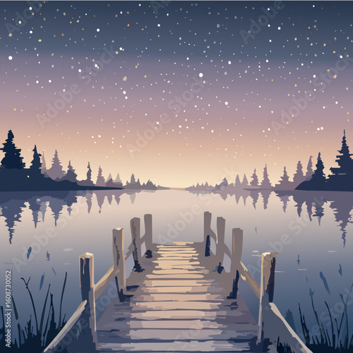 the night view of a lake
