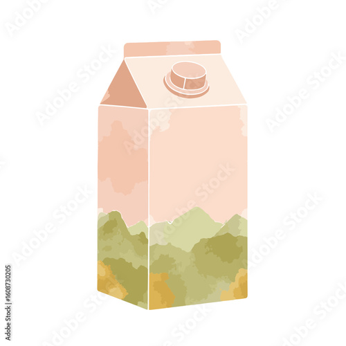 Elegant milk carton design in soft pastels, modern minimalist aesthetic