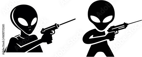 Alien Thug with Laser Gun Silhouette
