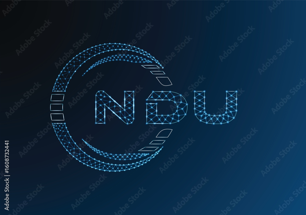 Naklejka premium NDU low poly letter logo vector design. NDU lower poly logo design. Low poly logo.