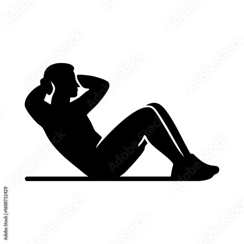Silhouette of man doing abdominal crunch exercise