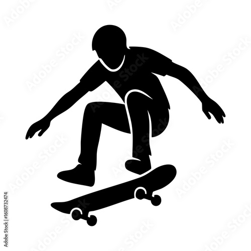Silhouette of skateboarder doing a trick jump