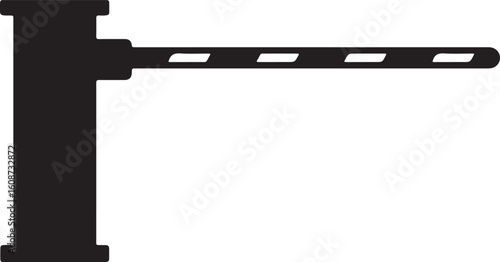 Black silhouette of a closed boom barrier, symbolizing security, access control, parking, and restricted entry, ideal for traffic or safety designs