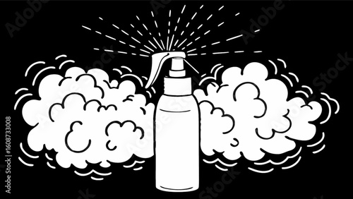 Spray bottle sanitizer disinfectant cleaner illustration for hygiene and health product advertisement design