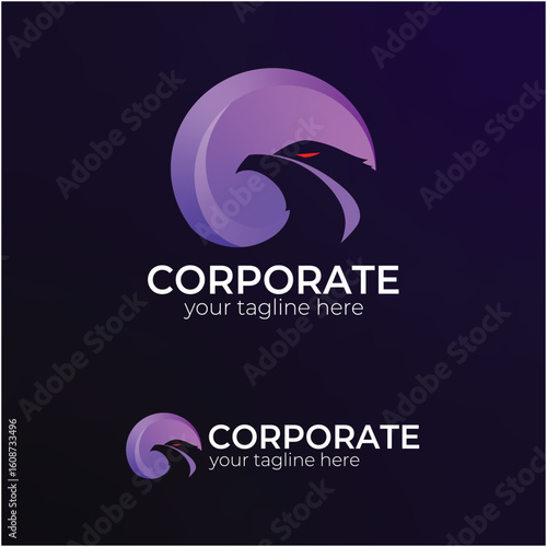 Striking Purple Eagle Logo Design: Bold Corporate Identity Symbolizing Vision, Strength, and Precision for Ambitious Business Brands