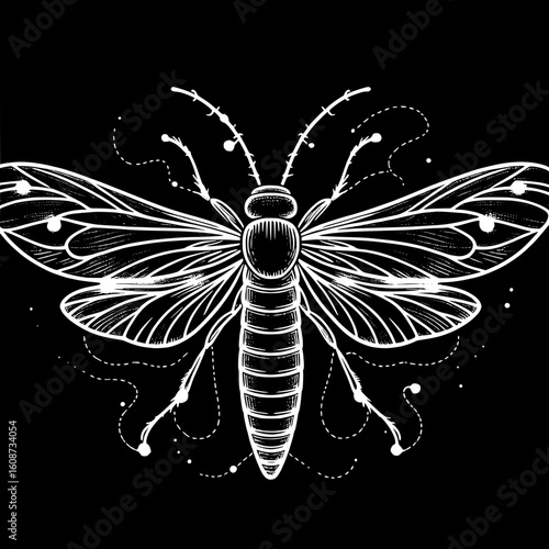 Firefly Line Art SVG | Glowing Insect Outline