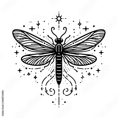 Firefly Line Art SVG | Glowing Insect Outline