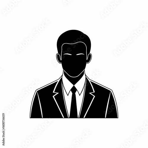 Black silhouette of a man in a suit formal