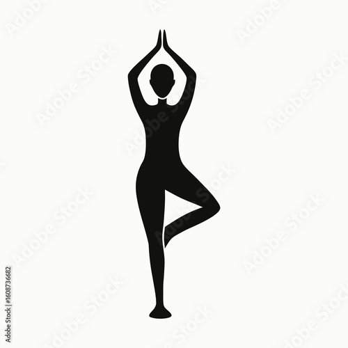 Woman yoga tree pose silhouette balance