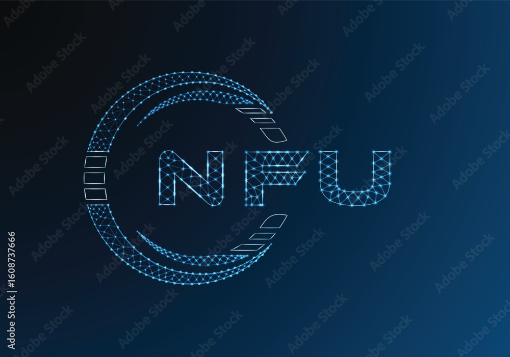 Obraz premium NFU low poly letter logo vector design. NFU lower poly logo design. Low poly logo.