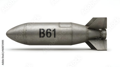 High-Detail 3D Render of B61 Tactical Nuclear Bomb – White Background