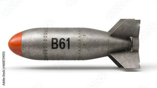 High-Detail 3D Render of B61 Tactical Nuclear Bomb – White Background