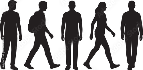 People walking silhouettes design casual human pose vector illustration