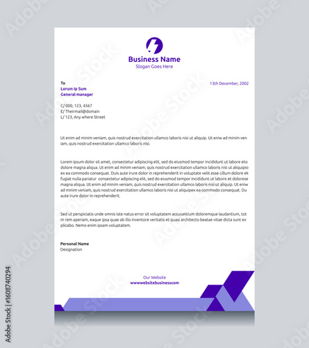 Company or office letterhead. Professional corporate business letterhead layout design for company. Simple and clean part of branding or brand identity design.