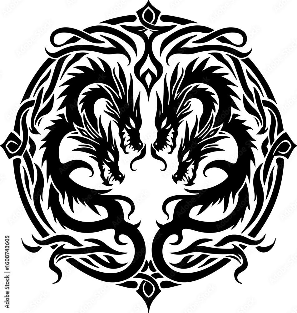 Obraz premium Eastern Dragon Tattoo Art