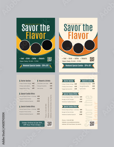 Restaurant Flyer and Food Menu Design – Creative Template for Cafes, Fast Food, and Fine Dining Promotions