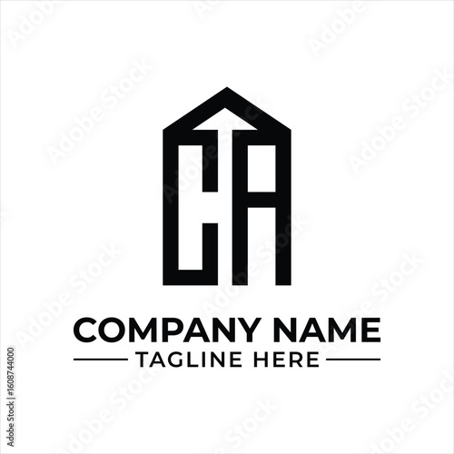 Creative Logo Design Featuring Initial CA in Geometric Style and Minimalist Black and White Color Scheme