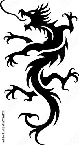 Wallpaper Mural Twin Fury & Sky Serpent: Dragon Tattoo Art" design vector bundle Torontodigital.ca