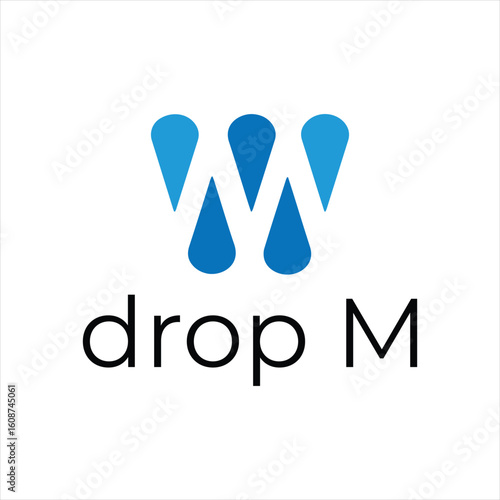 Modern and Minimalist Logo Design Featuring Stylized Letter M Created with Blue Water Drop Elements for a Contemporary Look