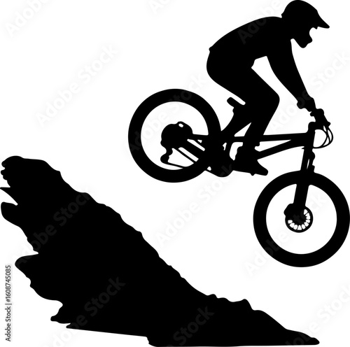 Mountain Biker Silhouette Jump vector 