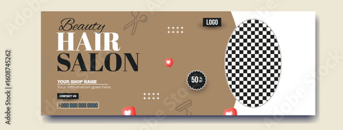 Modern Hair Salon Promotion Template with 50 Percent Off Discount Offer