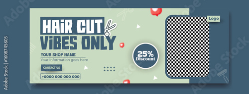 Promotional Banner for Hair Salon with Cut Only and Discount Offer