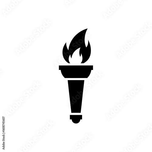 A black torch with a bright flame, depicted as a simple vector illustration on a white background.
