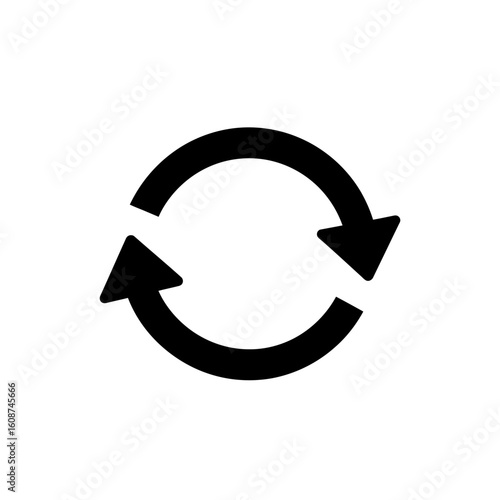 A simple black circular arrow icon representing a cycle or refresh process.
