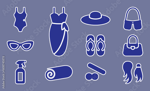 Summer vacation beachwear and accessories collection swimsuit dress