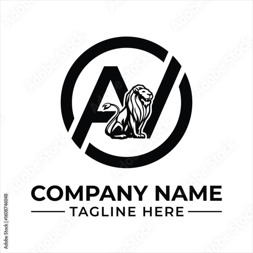 Elegant Lion Logo Design Featuring Abstract Lettermark Within Circle for Company Branding and Identity Creation