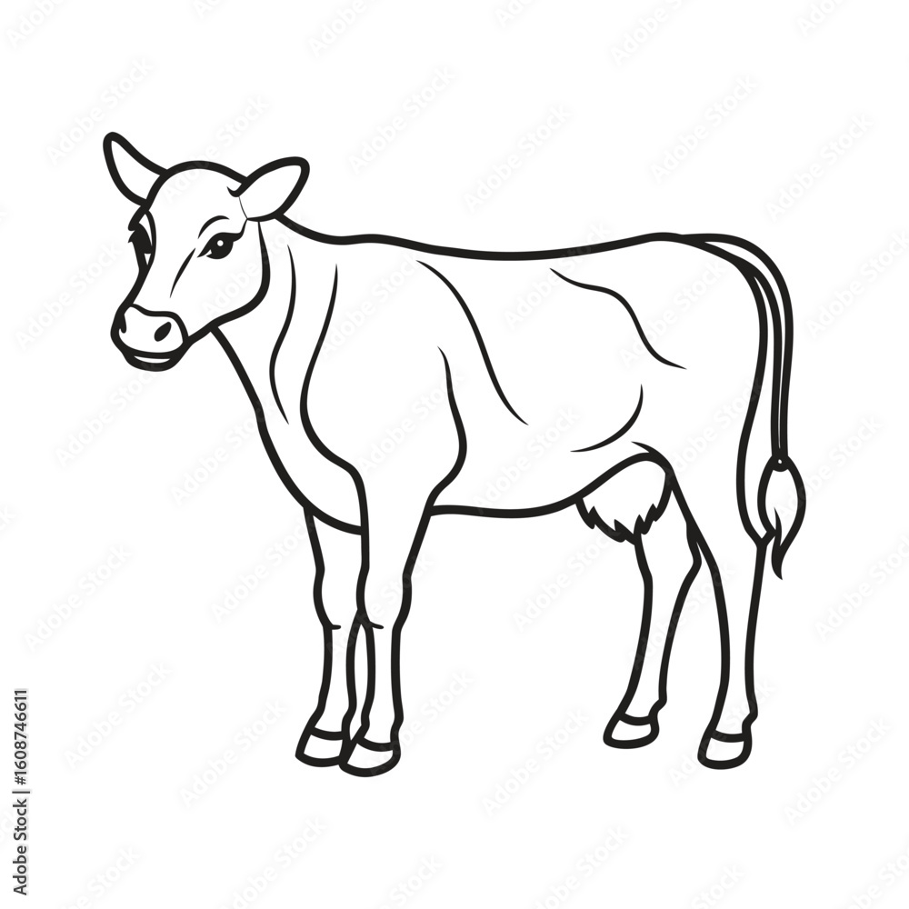 Obraz premium Cow line art, animal line art, cow line drawing