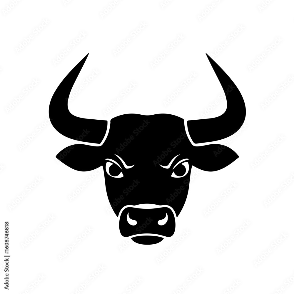 Naklejka premium Bold bull head. Powerful animal strength illustration.