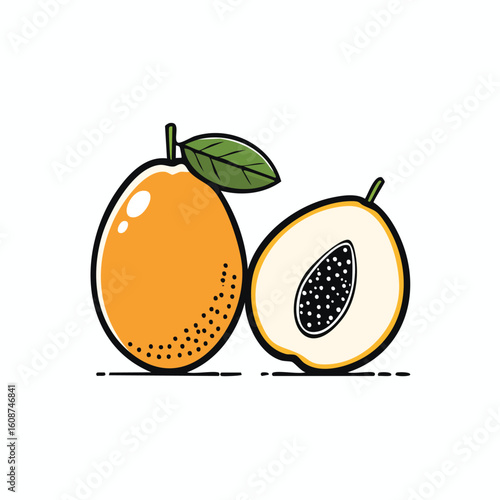 Simple Icon Logo of an Orange Loquat Fruit - AI Generated