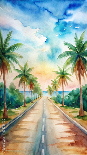 tropical beach with palm trees