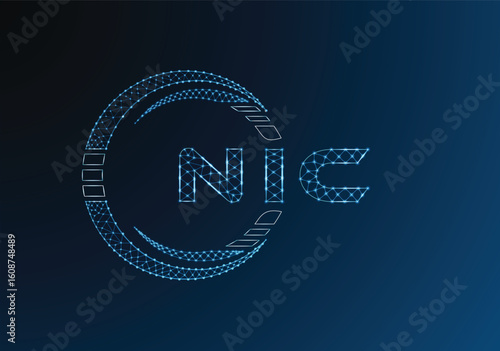NIC low poly letter logo vector design. NIC lower poly logo design. Low poly logo.