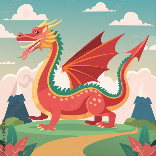 Whimsical Dragon Illustration: A Colorful Journey Through Fantasy and Imagination