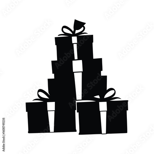 Stylized Silhouette of Gift Boxes Stacked in a Triangle Pattern